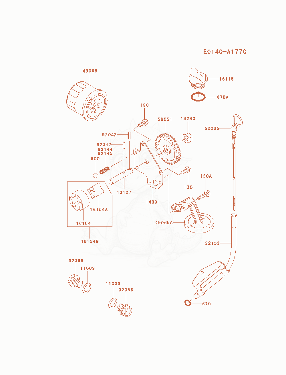 Despiece del Lubrication-Equipment de un motor Kawasaki FD750D-AS06, con globos numerados