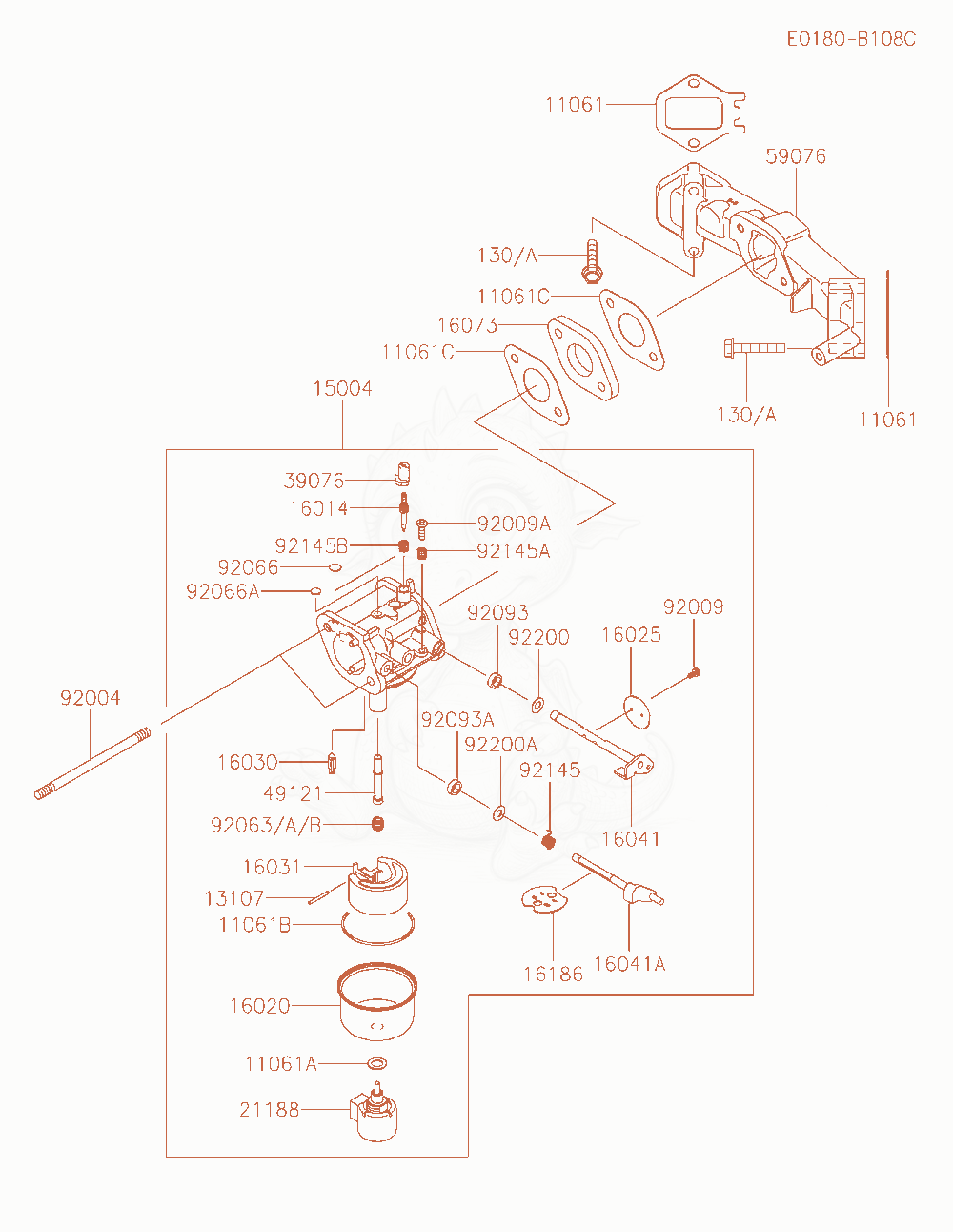 Exploded parts diagram of the Carburetor of a Kawasaki FX600V-HS00 engine, with numbered balloons