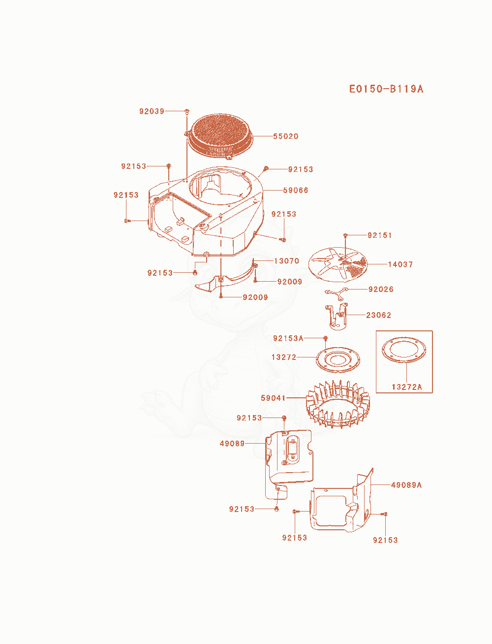 Exploded parts diagram of the Cooling-Equipment of a Kawasaki FS651V-AS14 engine, with numbered balloons