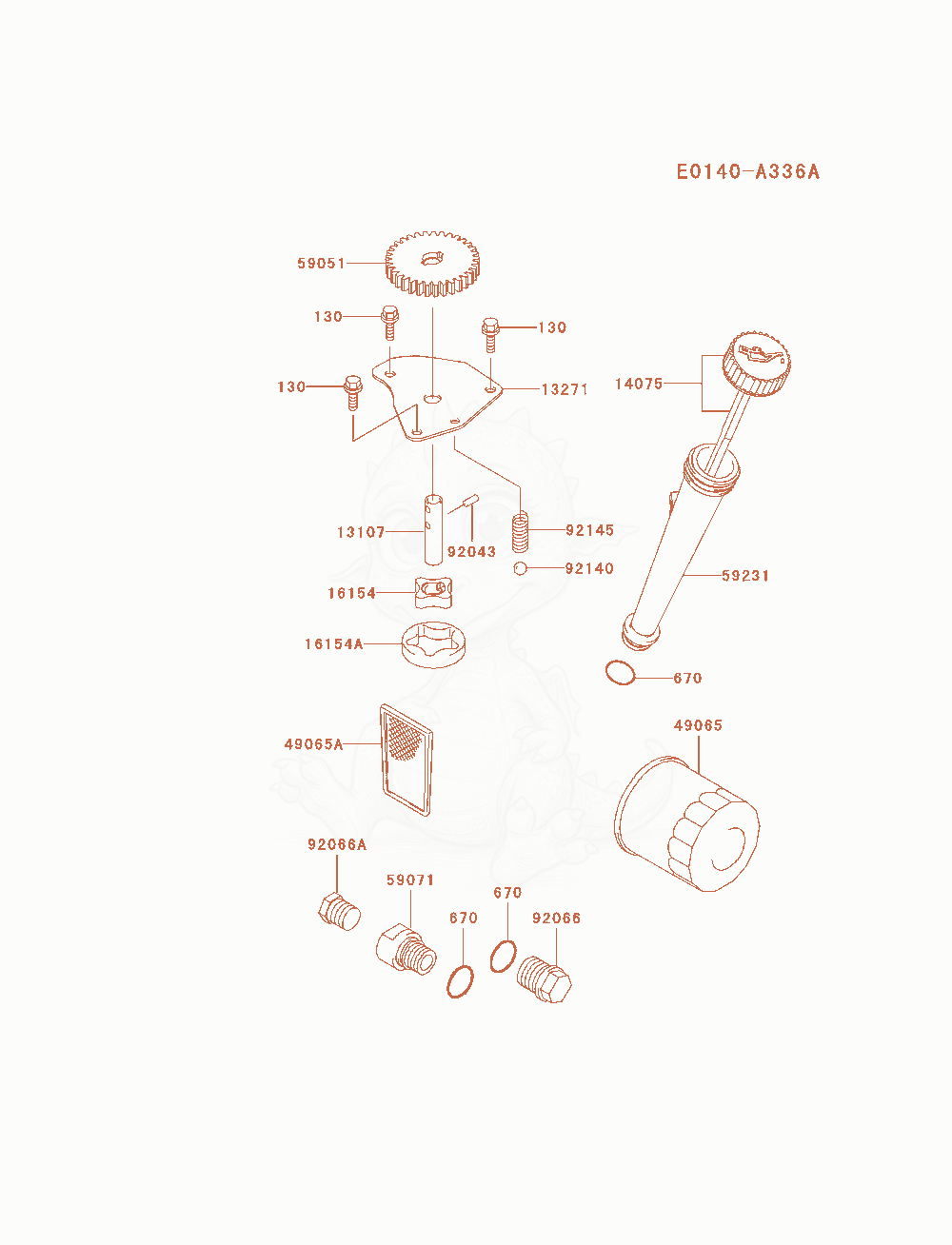 Despiece del Lubrication-Equipment de un motor Kawasaki FH580V-AS31, con globos numerados