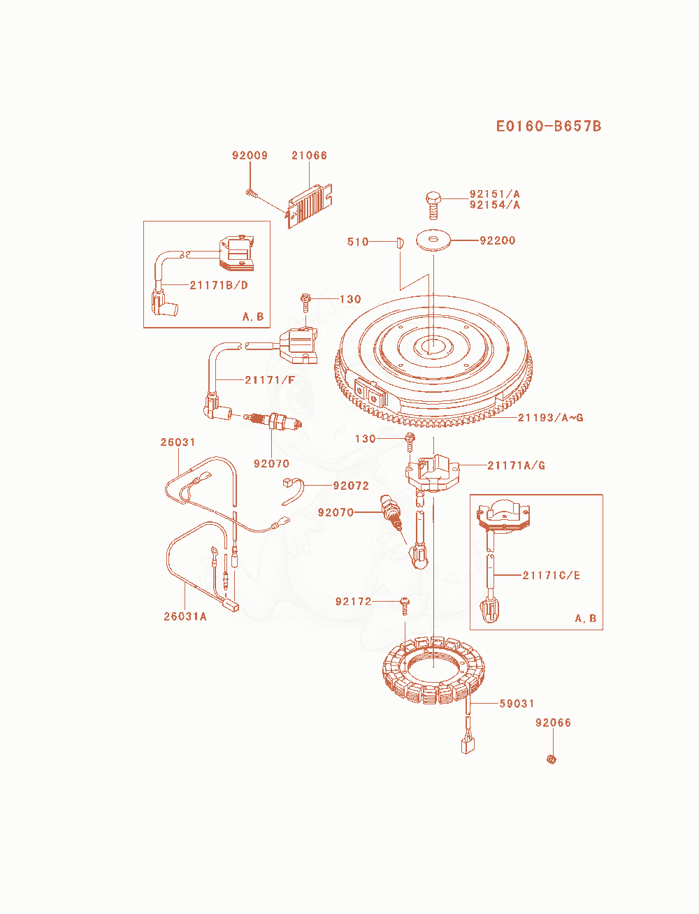 Exploded parts diagram of the Electric-Equipment of a Kawasaki FXT00V-AS00 engine, with numbered balloons