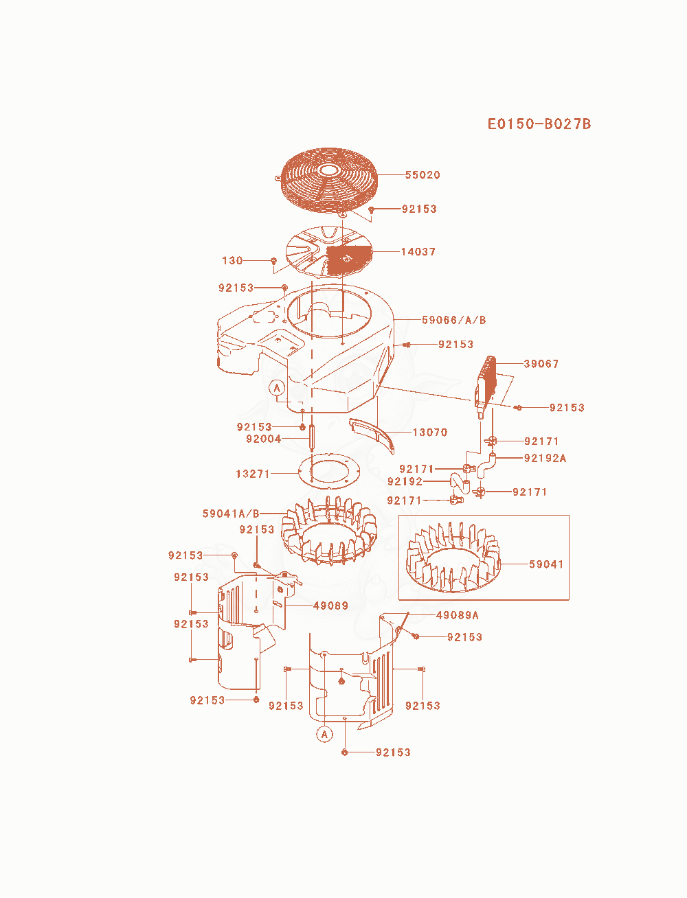 Exploded parts diagram of the Cooling-Equipment of a Kawasaki FX921V-AS07 engine, with numbered balloons