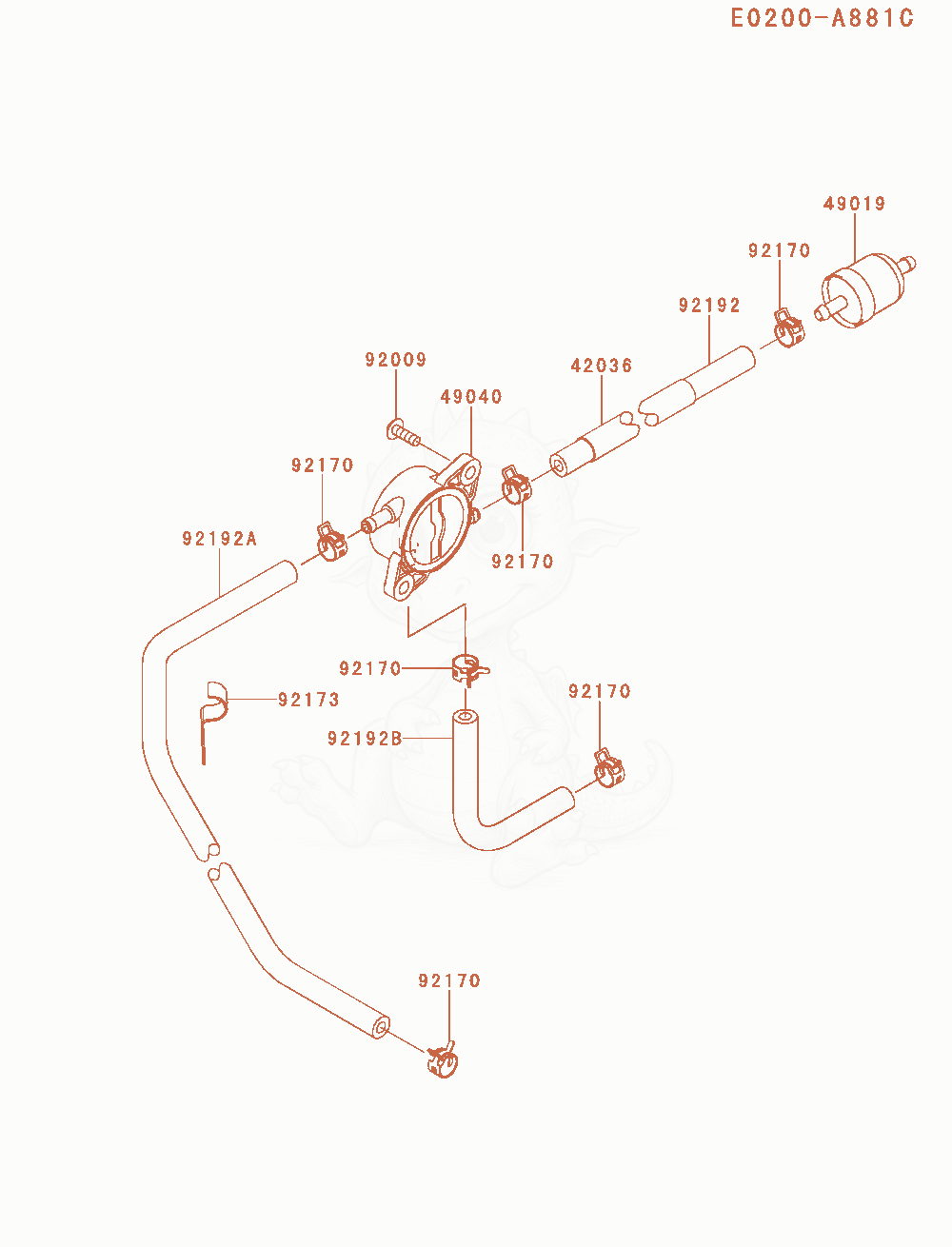Exploded parts diagram of the Fuel-Tank / Fuel-Valve of a Kawasaki FR600V-AS00 engine, with numbered balloons