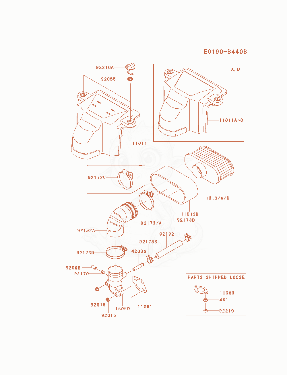 Exploded parts diagram of the Air-Filter / Muffler of a Kawasaki FS691V-AS10 engine, with numbered balloons