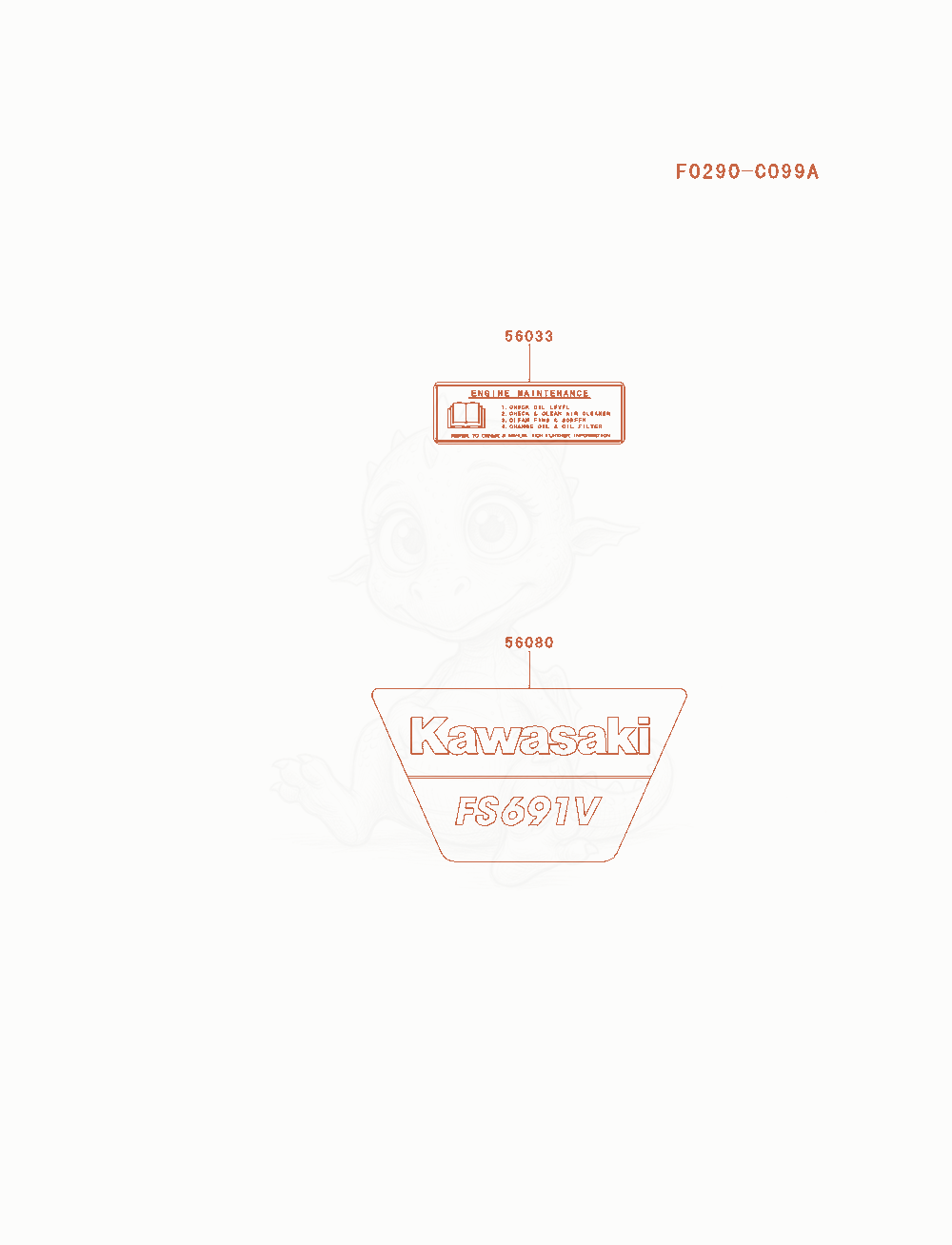 Exploded parts diagram of the Label of a Kawasaki FS691V-AS13 engine, with numbered balloons