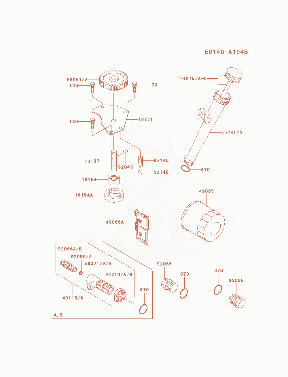 Exploded parts diagram of the Lubrication-Equipment of a Kawasaki FH680V-AS10 engine, with numbered balloons