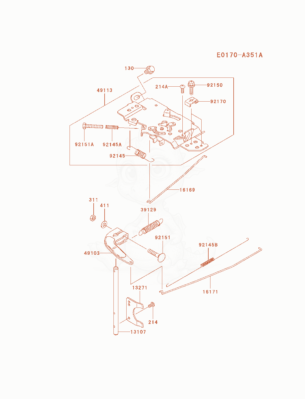 Despiece del Control-Equipment de un motor Kawasaki FH680D-AS01, con globos numerados