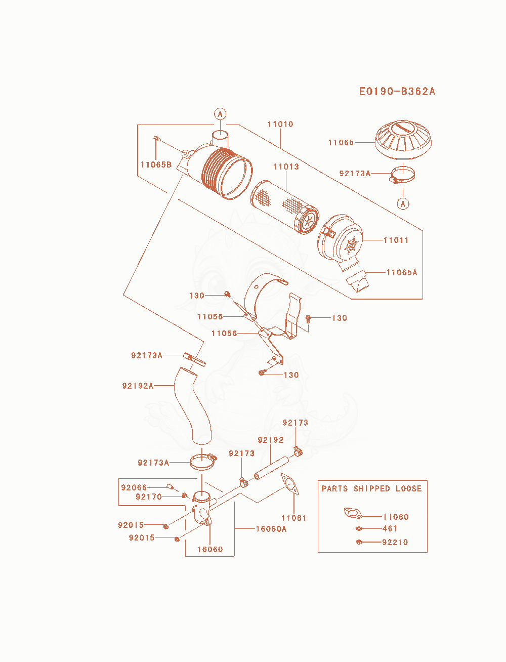 Exploded parts diagram of the Air-Filter / Muffler of a Kawasaki FX600V-BS02 engine, with numbered balloons