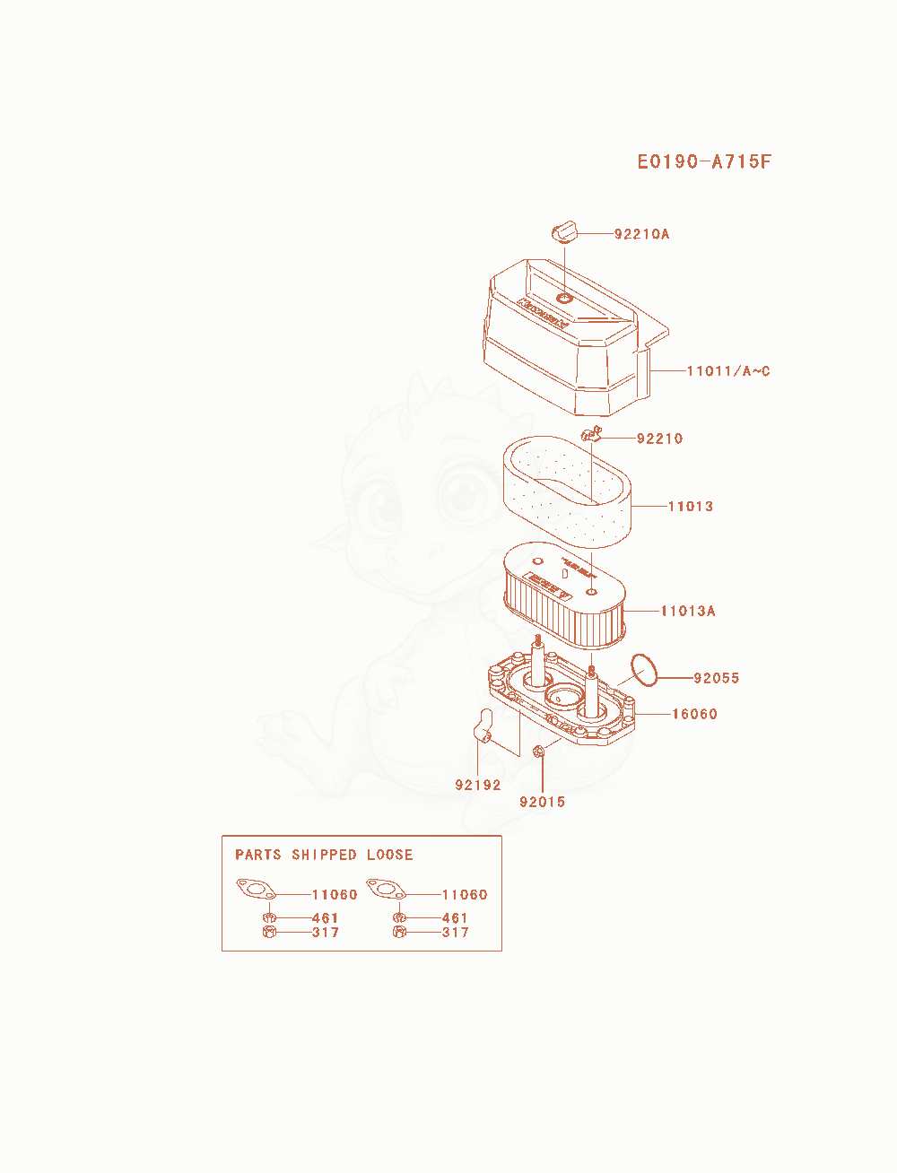 Exploded parts diagram of the Air-Filter / Muffler of a Kawasaki FH580V-AS23 engine, with numbered balloons