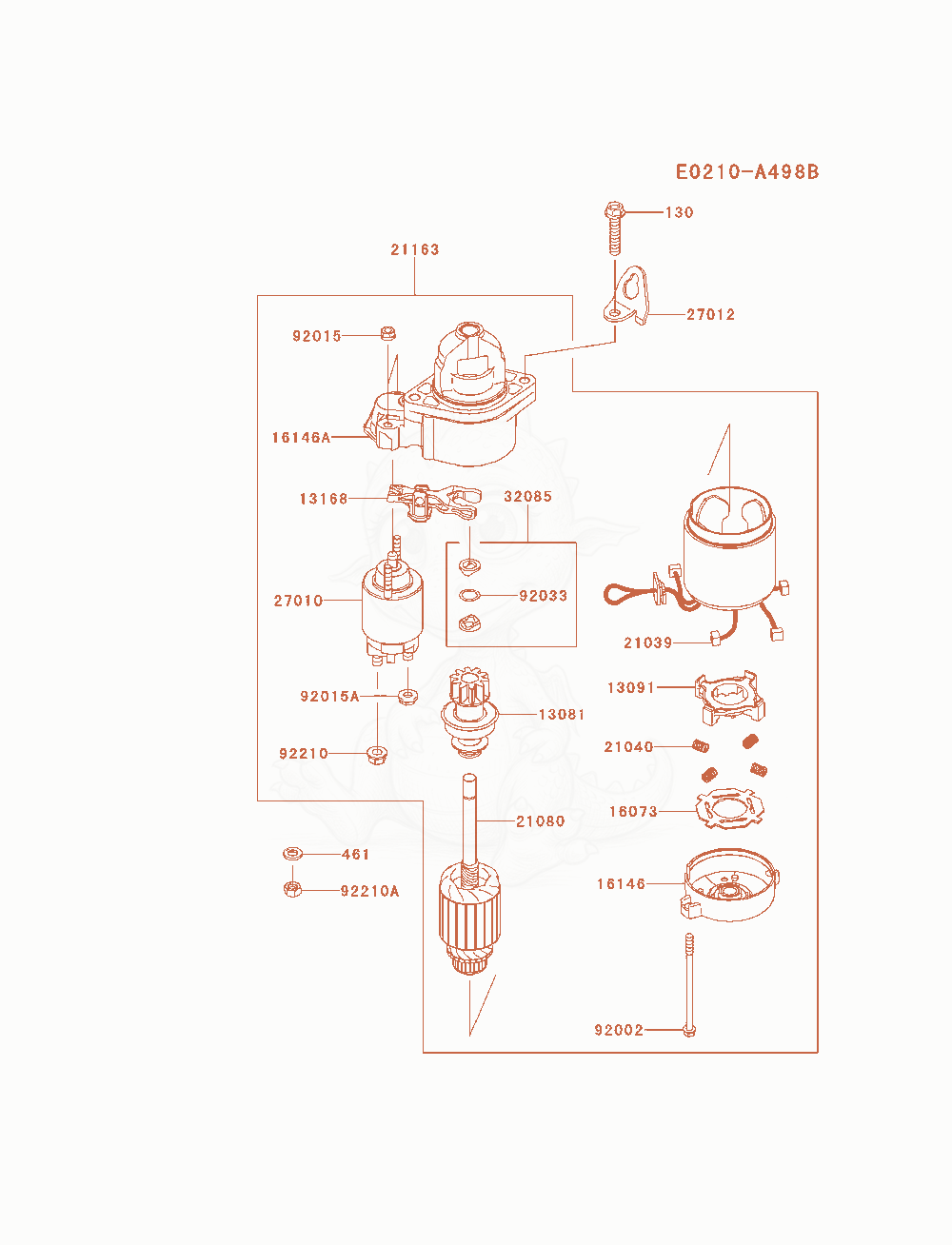 Exploded parts diagram of the Starter of a Kawasaki FX730V-AS13 engine, with numbered balloons