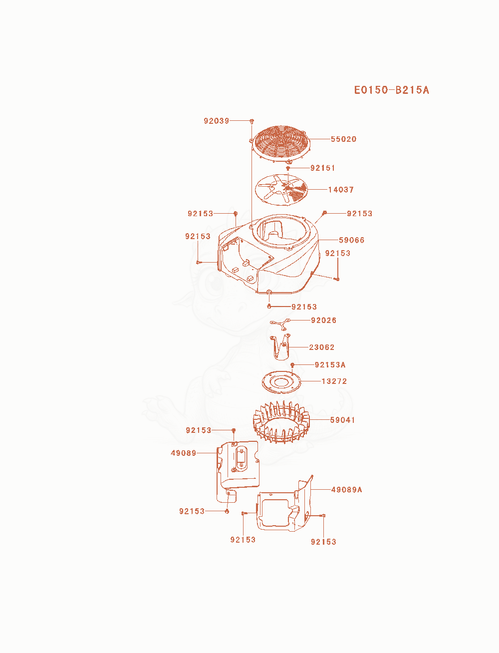 Exploded parts diagram of the Cooling-Equipment of a Kawasaki FR730V-AS26 engine, with numbered balloons