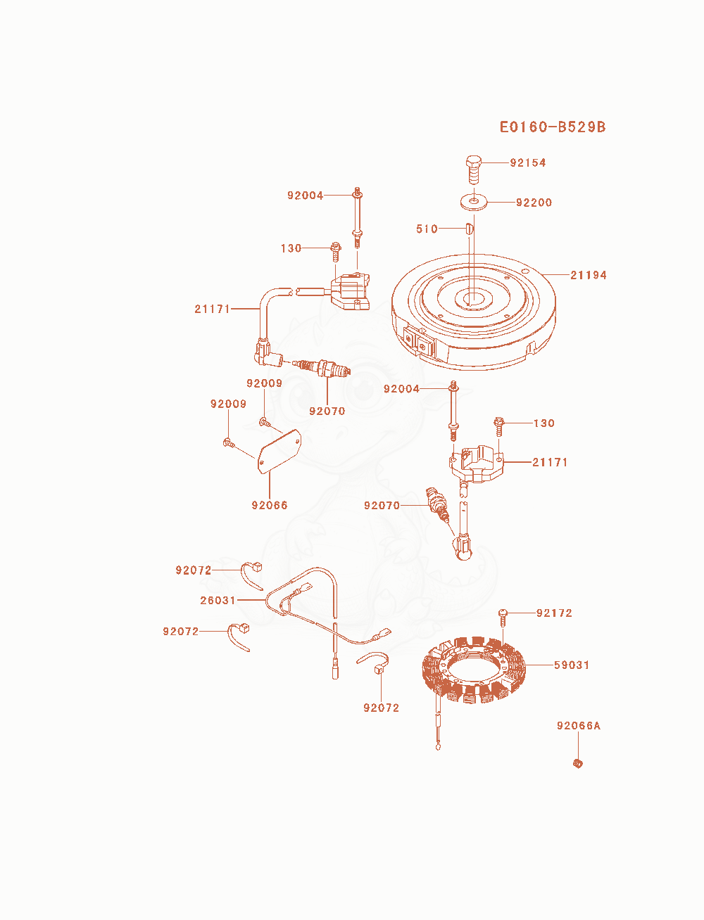 Despiece del Electric-Equipment de un motor Kawasaki FS541V-AS18, con globos numerados