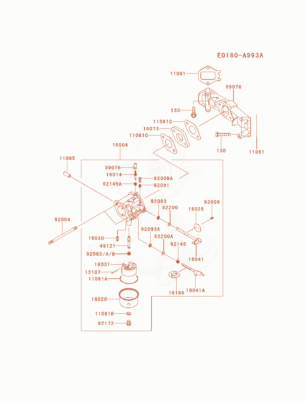 Exploded parts diagram of the Carburetor of a Kawasaki FS481V-AS27 engine, with numbered balloons