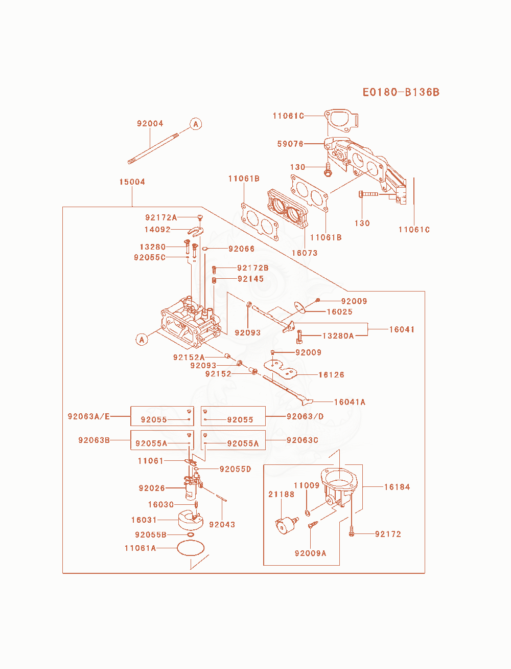Exploded parts diagram of the Carburetor(2 / 2) of a Kawasaki FX691V-AS28 engine, with numbered balloons
