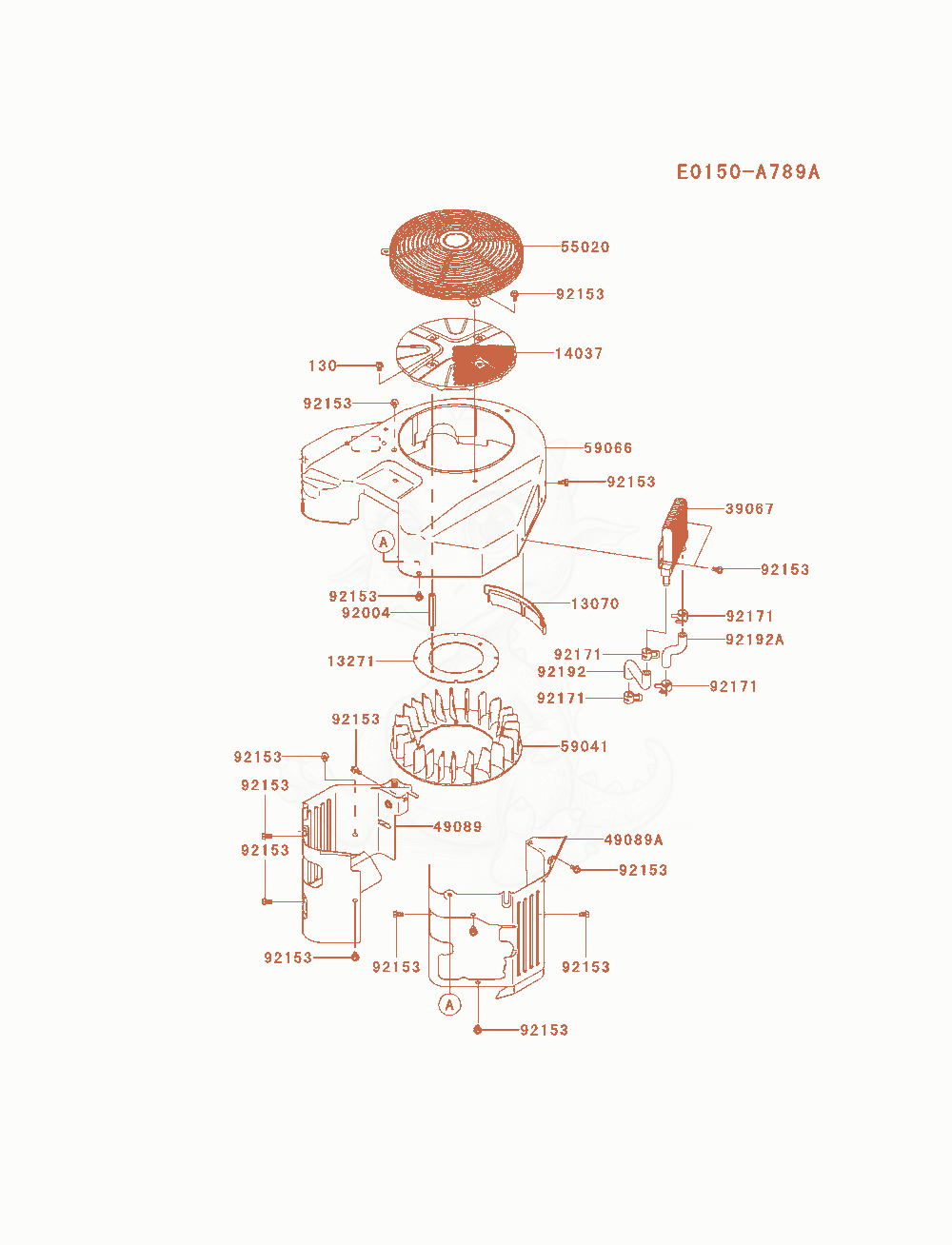 Exploded parts diagram of the Cooling-Equipment of a Kawasaki FXT00V-AS04 engine, with numbered balloons