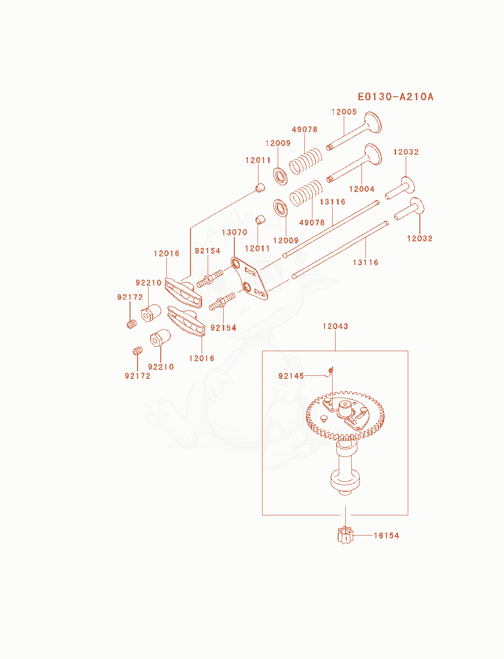 Exploded parts diagram of the Valve / Camshaft of a Kawasaki FJ180V-AM01 engine, with numbered balloons