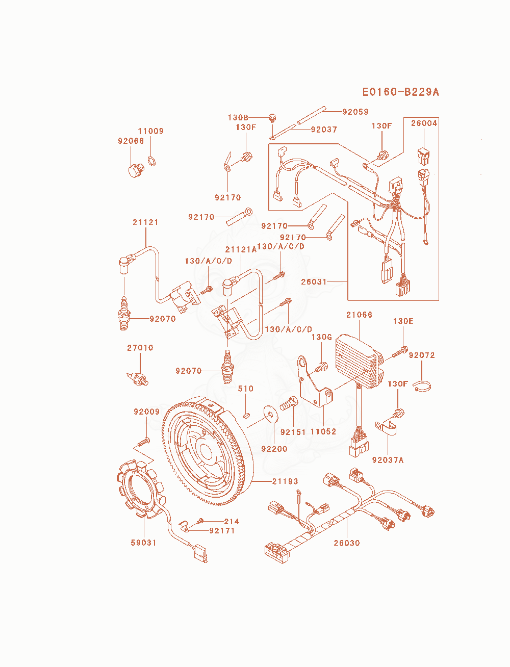 Despiece del Electric-Equipment de un motor Kawasaki FD791D-CS06, con globos numerados