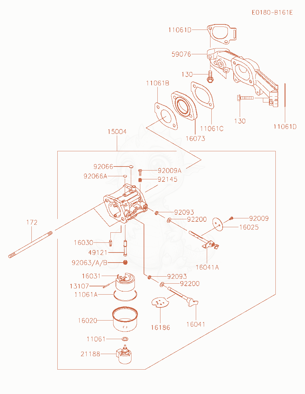 Despiece del Carburetor de un motor Kawasaki FR730V-AR04, con globos numerados