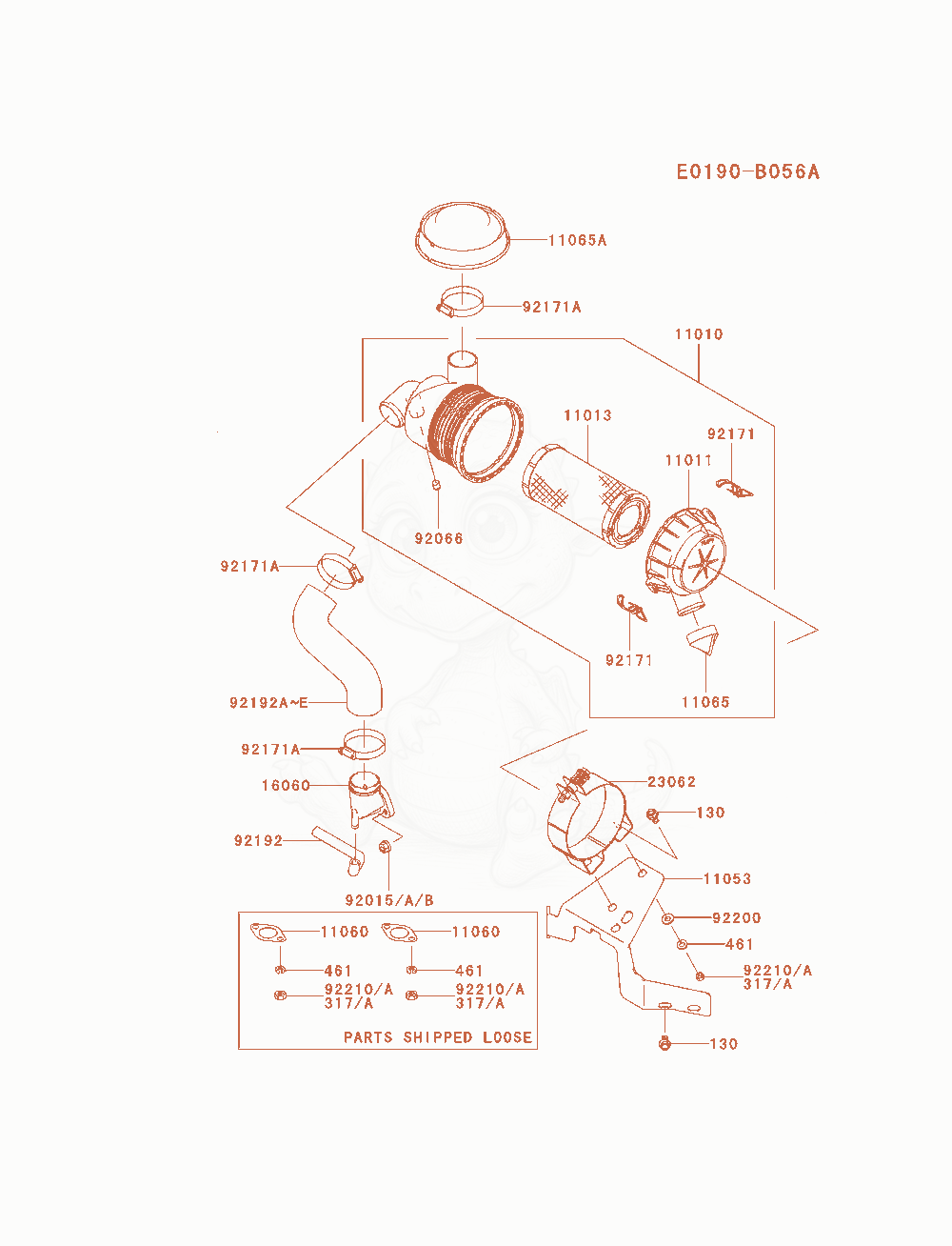 Exploded parts diagram of the Air-Filter / Muffler of a Kawasaki FH580V-AS37 engine, with numbered balloons