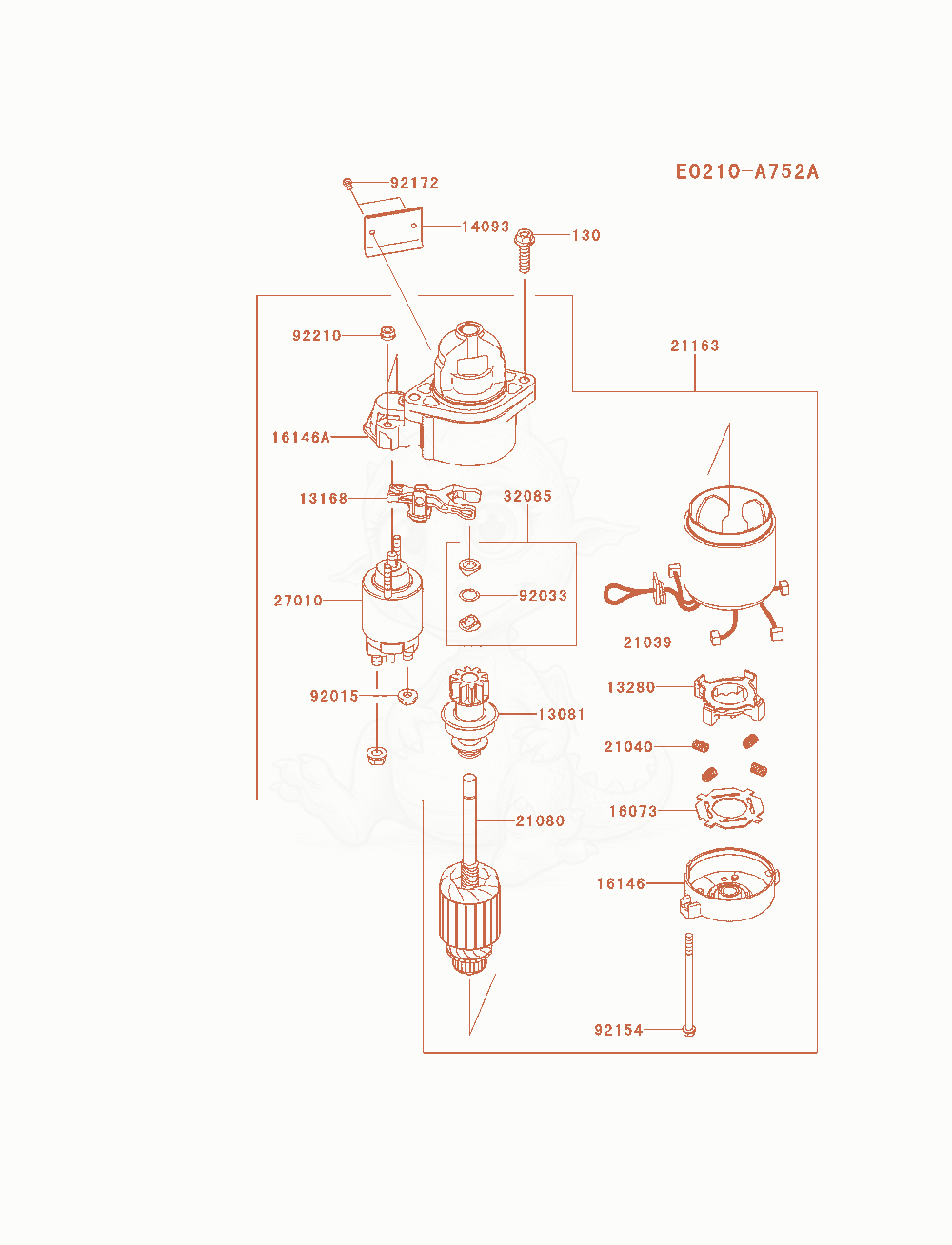Exploded parts diagram of the Starter of a Kawasaki FX921V-AS15 engine, with numbered balloons