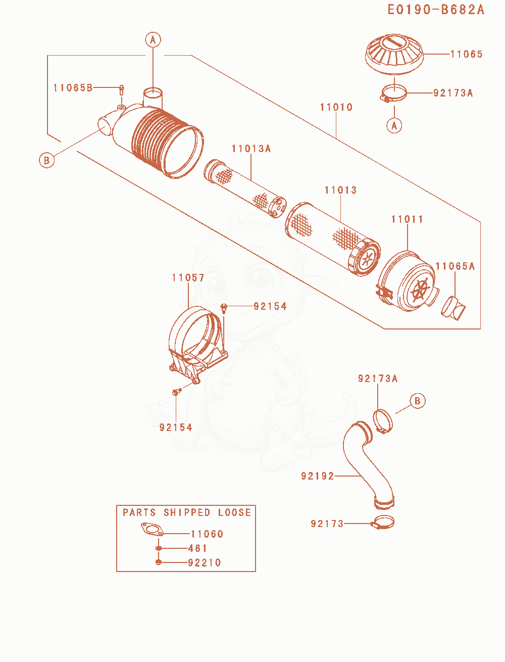 Exploded parts diagram of the Air-Filter / Muffler of a Kawasaki FX850V-AR31 engine, with numbered balloons