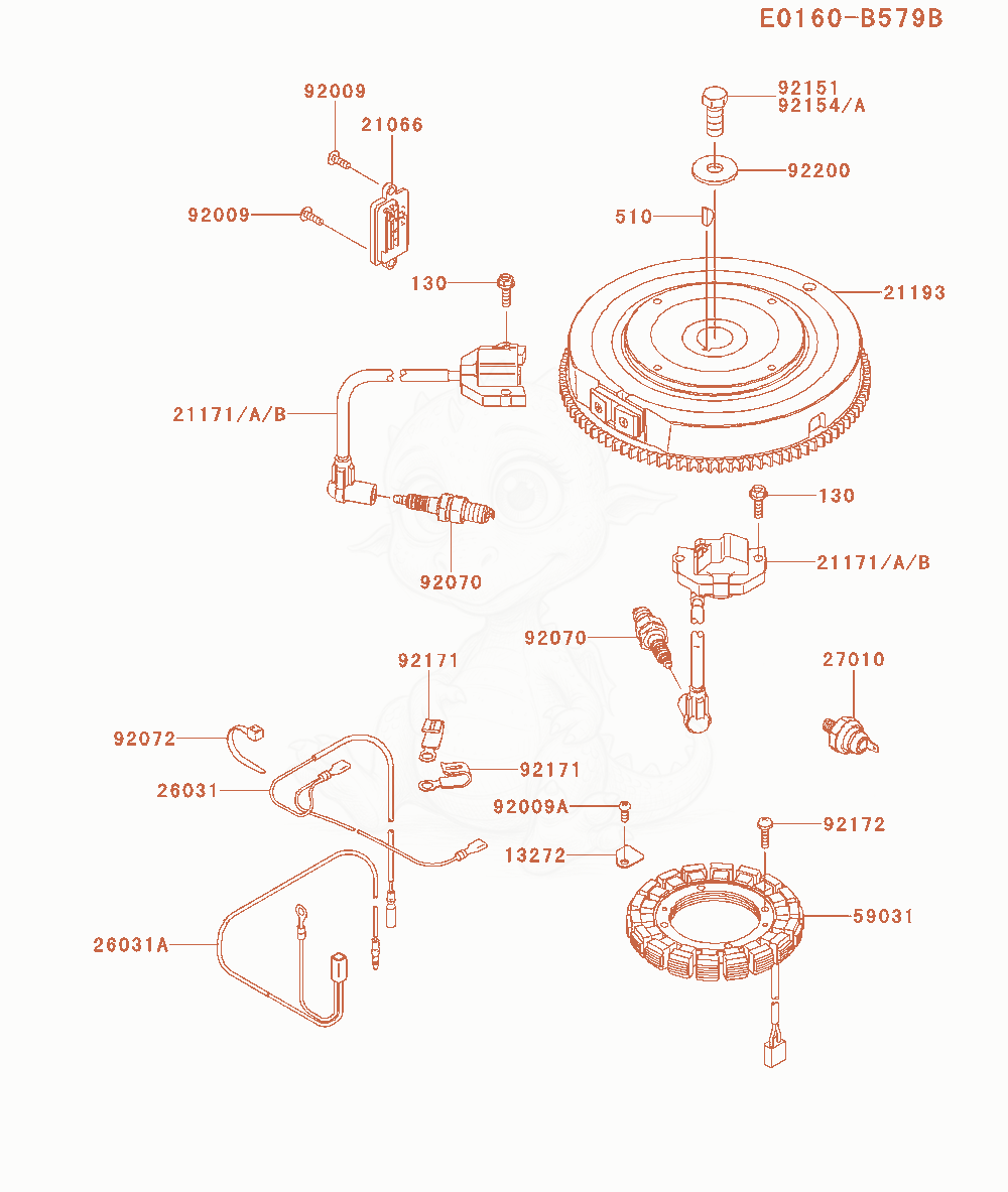 Despiece del Electric-Equipment de un motor Kawasaki FX651V-CS05, con globos numerados