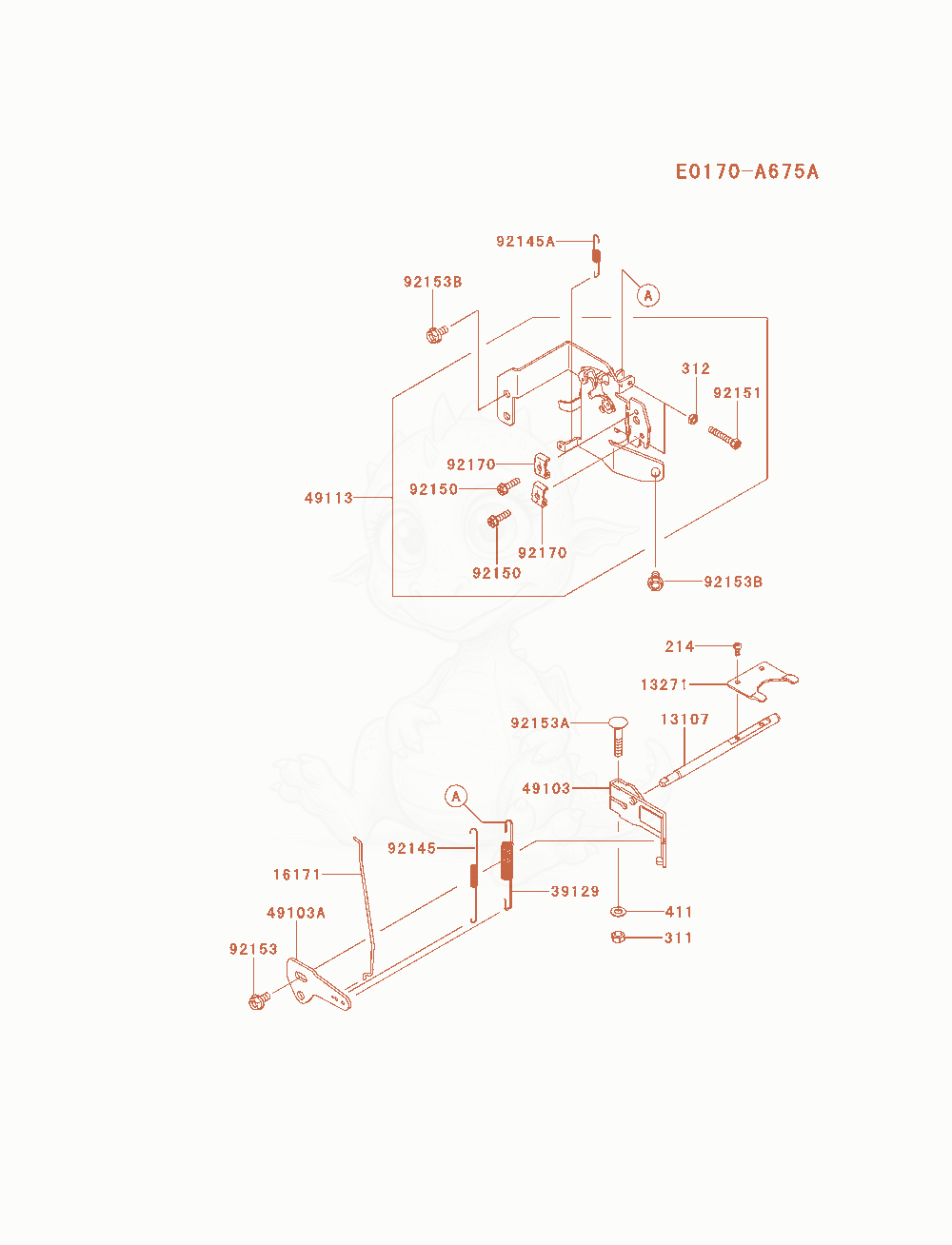Despiece del Control-Equipment de un motor Kawasaki FS651V-AS04, con globos numerados