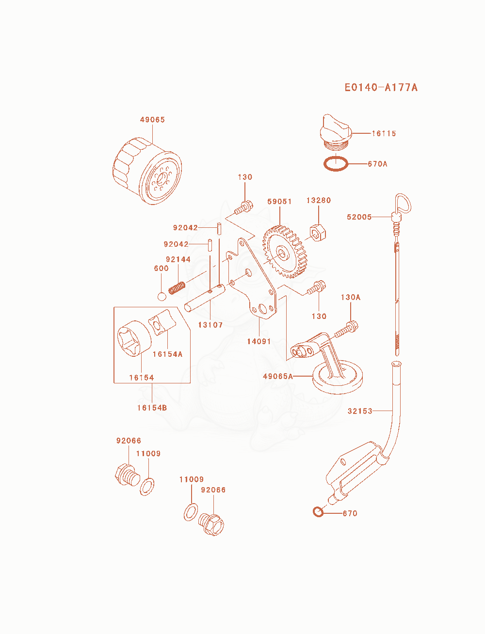 Despiece del Lubrication-Equipment de un motor Kawasaki FD791D-AS00, con globos numerados