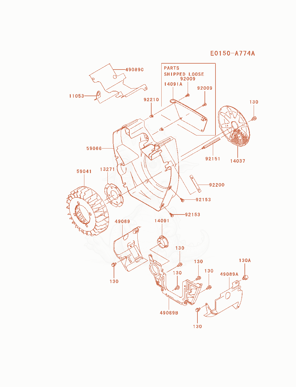 Exploded parts diagram of the Cooling-Equipment of a Kawasaki FH721D-CS08 engine, with numbered balloons