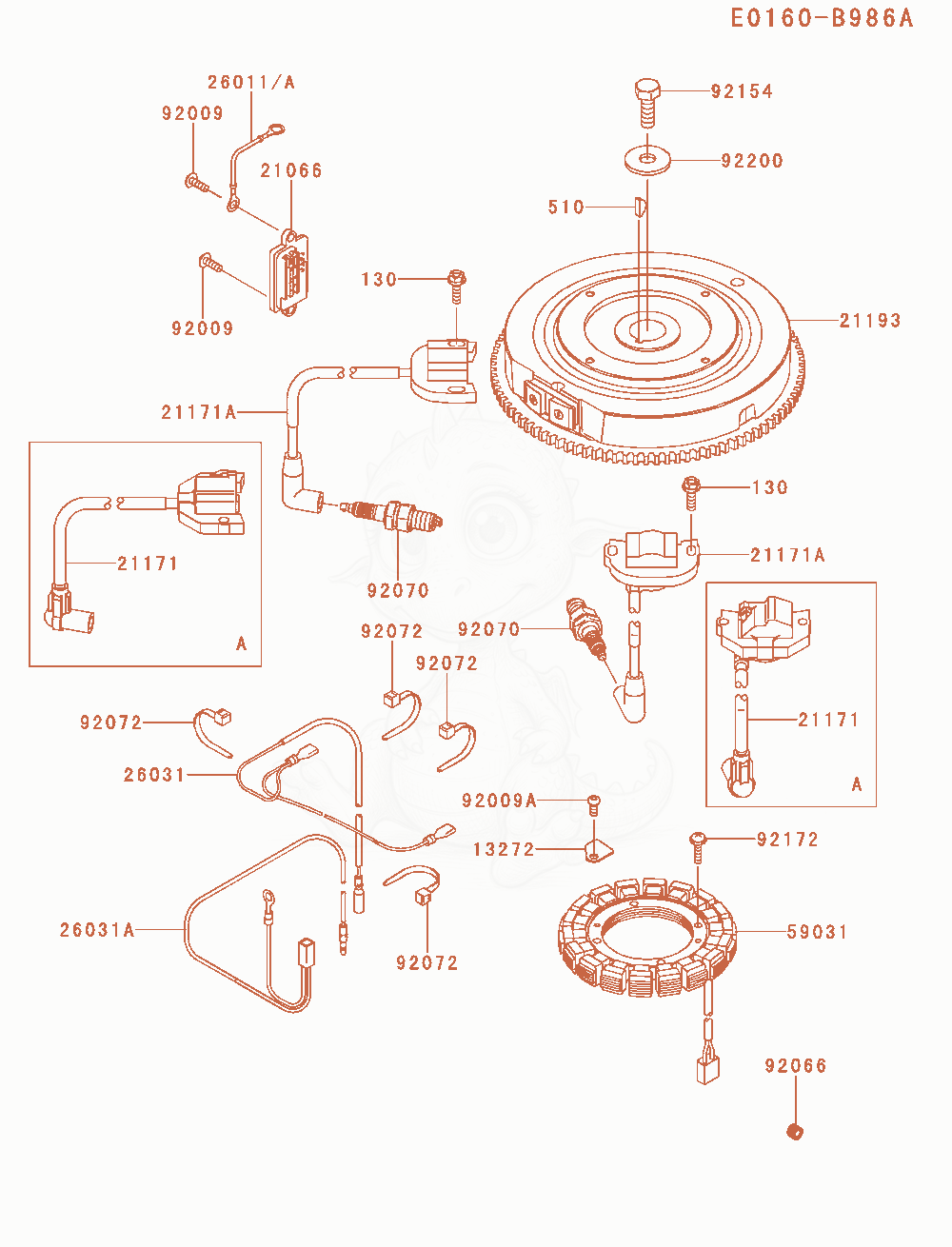 Exploded parts diagram of the Electric-Equipment of a Kawasaki FR730V-AS50 engine, with numbered balloons