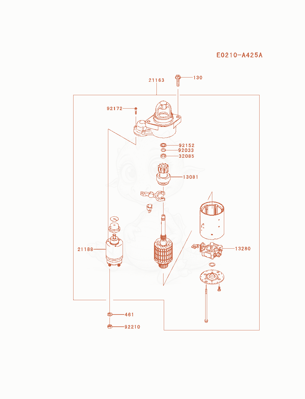 Exploded parts diagram of the Starter of a Kawasaki FX921V-AS04 engine, with numbered balloons