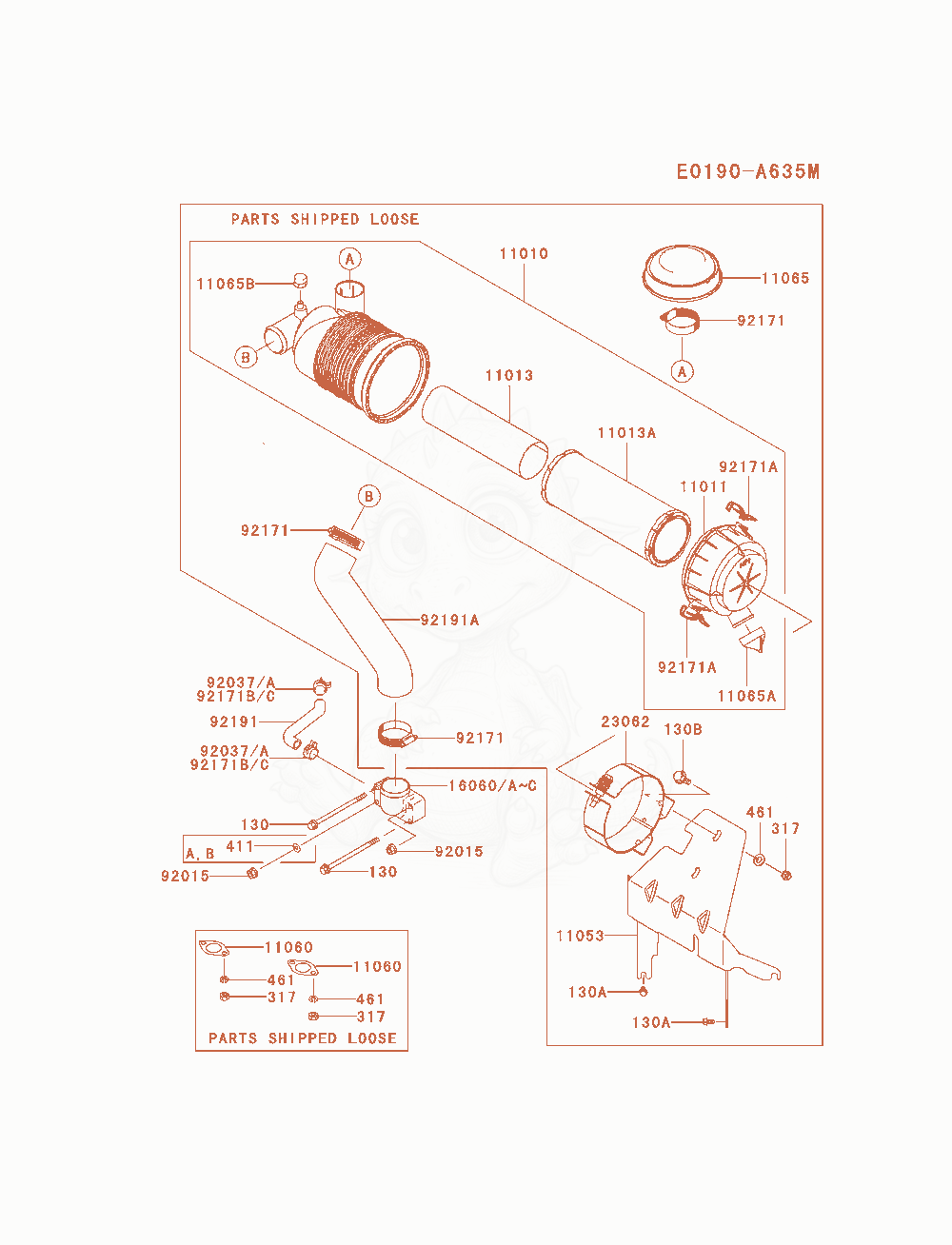 Exploded parts diagram of the Air-Filter / Muffler of a Kawasaki FH680V-AS27 engine, with numbered balloons