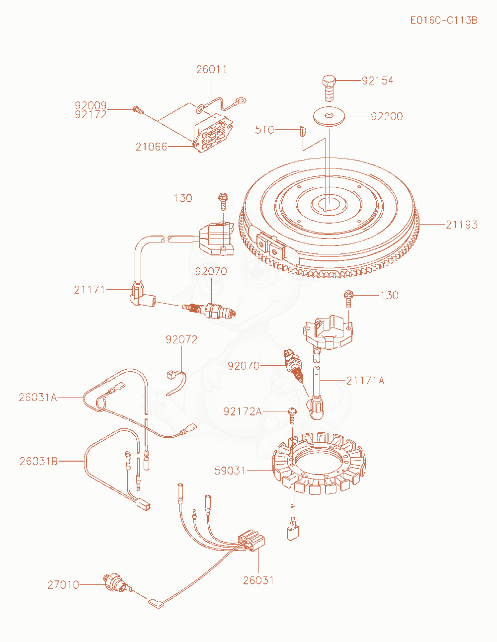 Exploded parts diagram of the Electric-Equipment of a Kawasaki FX921V-BS09 engine, with numbered balloons