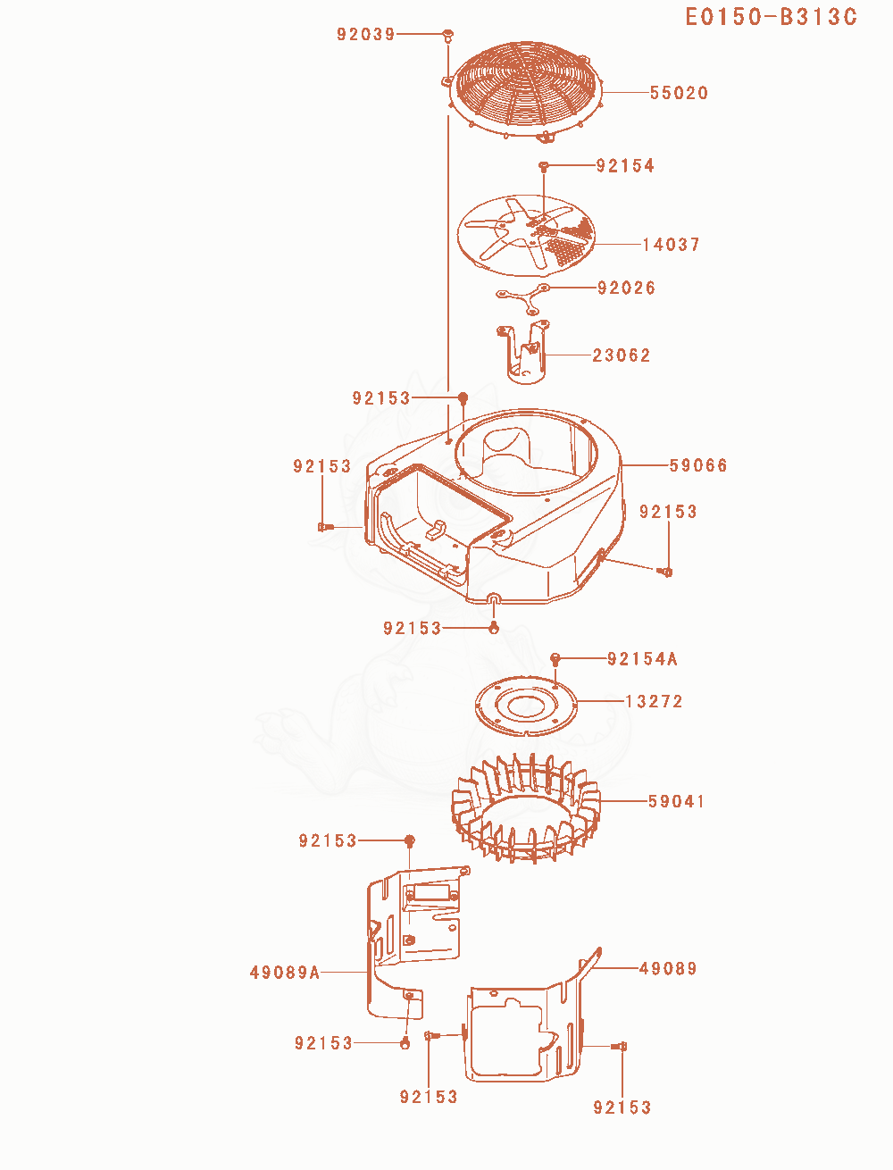 Exploded parts diagram of the Cooling-Equipment of a Kawasaki FS600V-AS02 engine, with numbered balloons