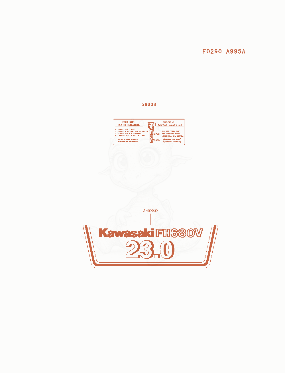 Despiece del Label de un motor Kawasaki FH680V-AS26, con globos numerados