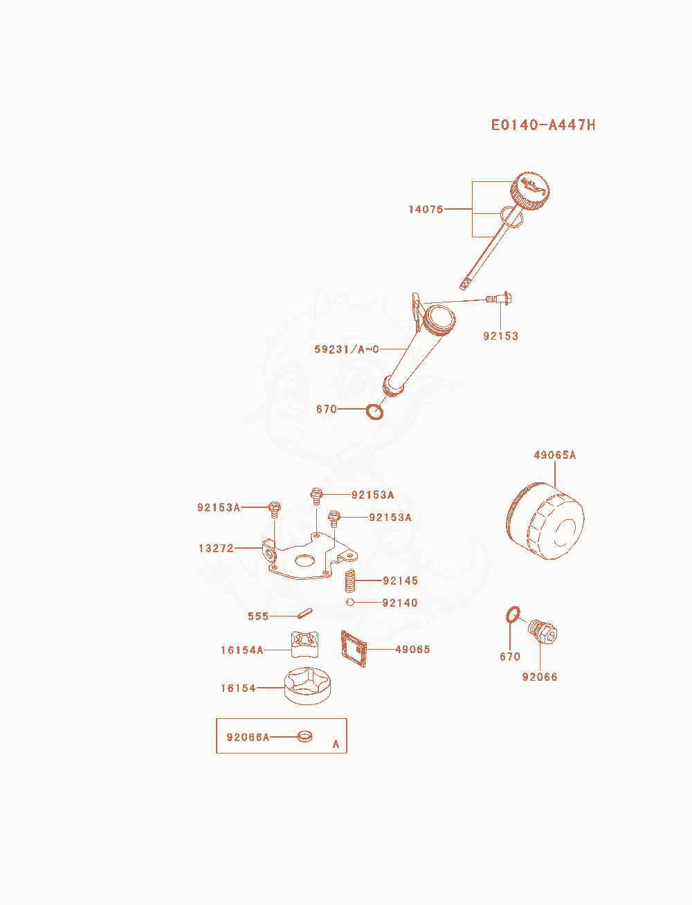 Despiece del Lubrication-Equipment de un motor Kawasaki FS600V-AS00, con globos numerados