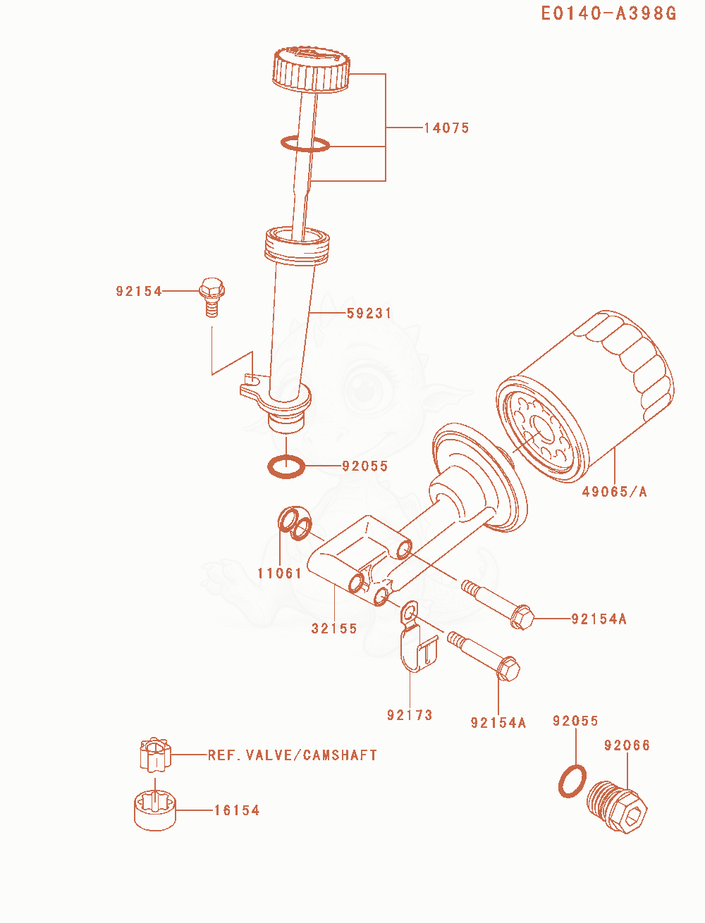 Despiece del Lubrication-Equipment de un motor Kawasaki FJ180V-AM08, con globos numerados