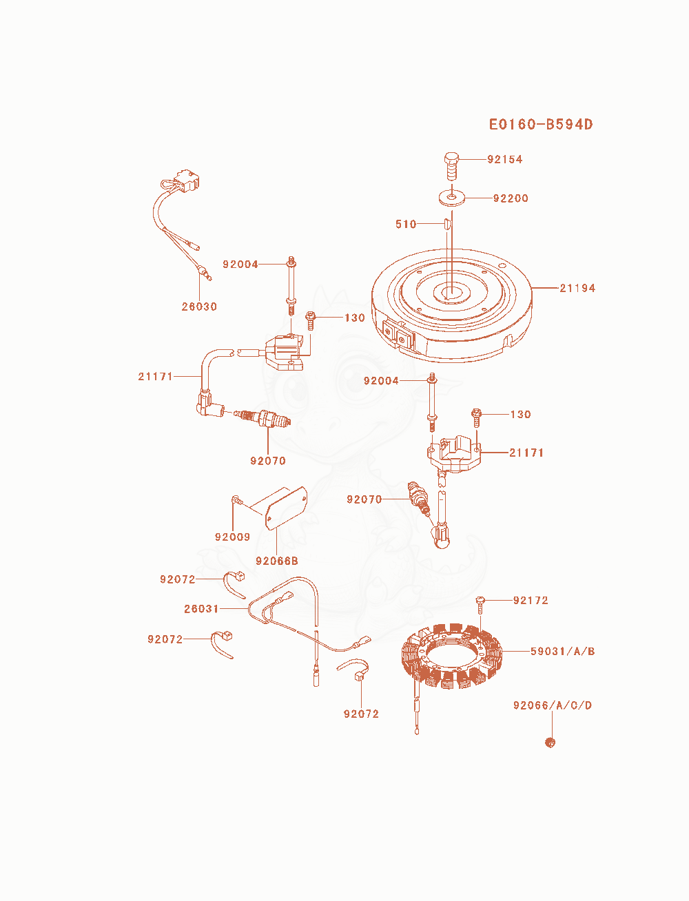 Exploded parts diagram of the Electric-Equipment of a Kawasaki FS600V-AS14 engine, with numbered balloons