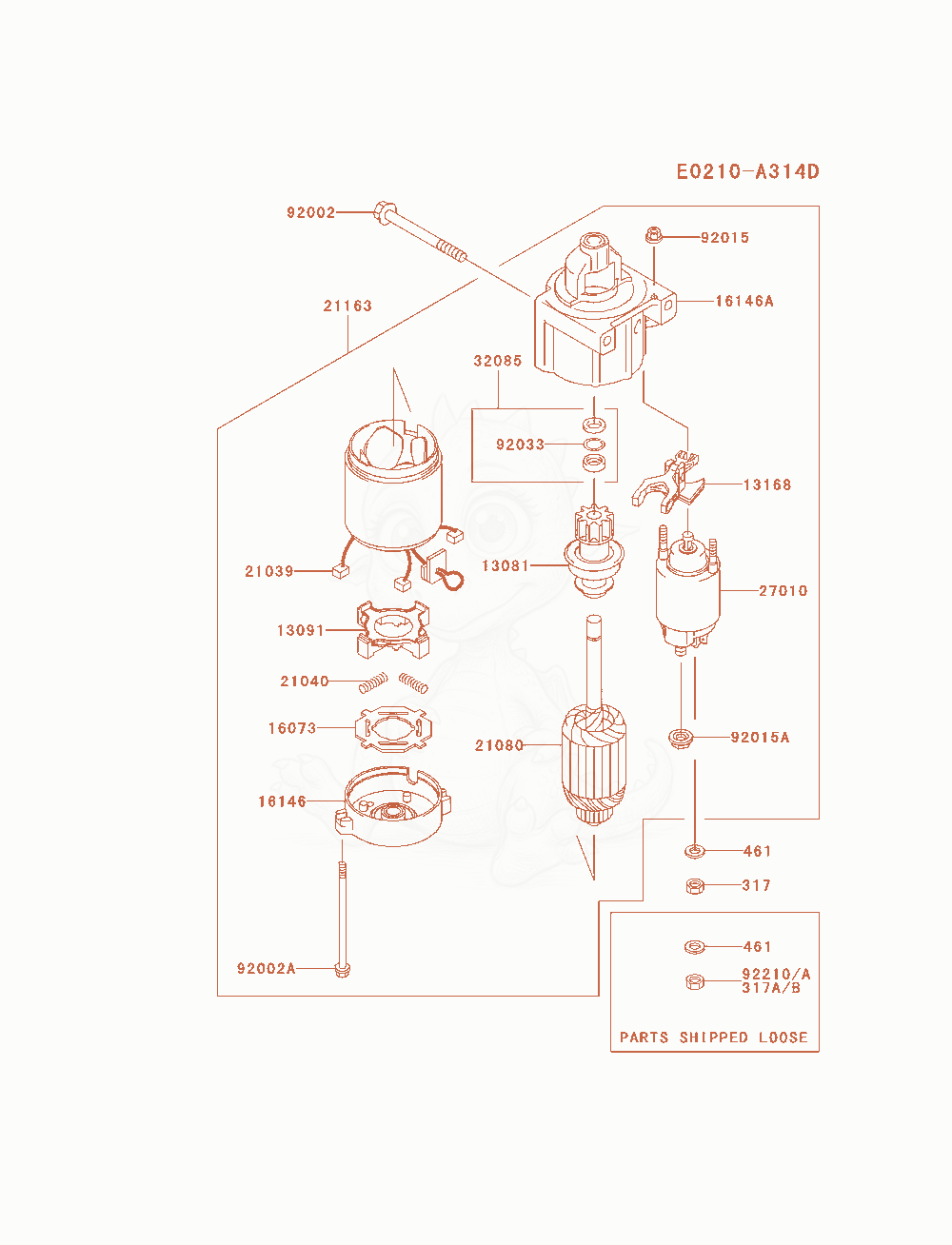 Exploded parts diagram of the Starter of a Kawasaki FH580V-AS37 engine, with numbered balloons