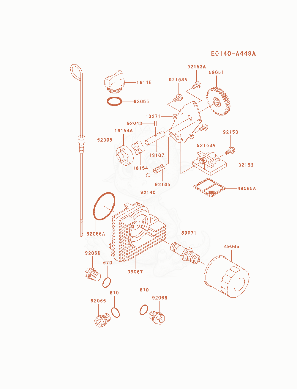 Despiece del Lubrication-Equipment de un motor Kawasaki FH721D-AS11, con globos numerados