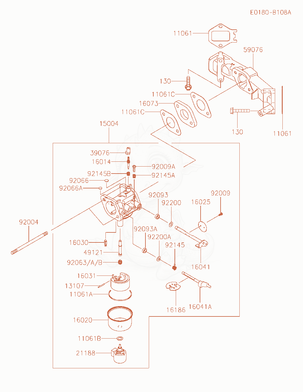 Exploded parts diagram of the Carburetor of a Kawasaki FX600V-AS18 engine, with numbered balloons