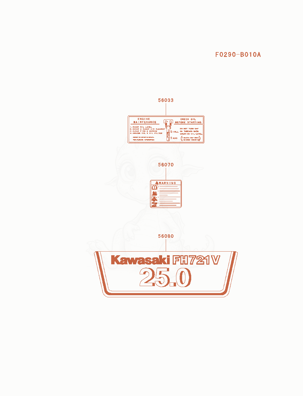 Exploded parts diagram of the Label of a Kawasaki FH721V-AS26 engine, with numbered balloons