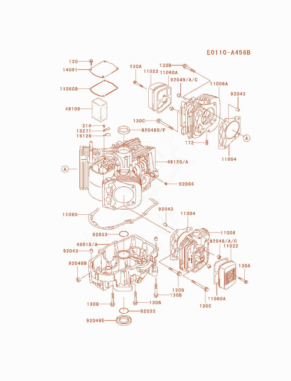 Exploded parts diagram of the Cylinder / Crankcase of a Kawasaki FH721V-AS24 engine, with numbered balloons