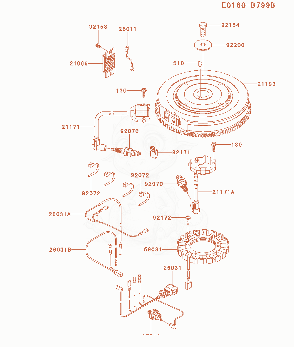 Exploded parts diagram of the Electric-Equipment of a Kawasaki FX801V-AS27 engine, with numbered balloons