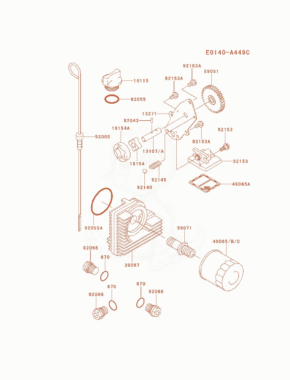 Exploded parts diagram of the Lubrication-Equipment of a Kawasaki FH721D-ES01 engine, with numbered balloons