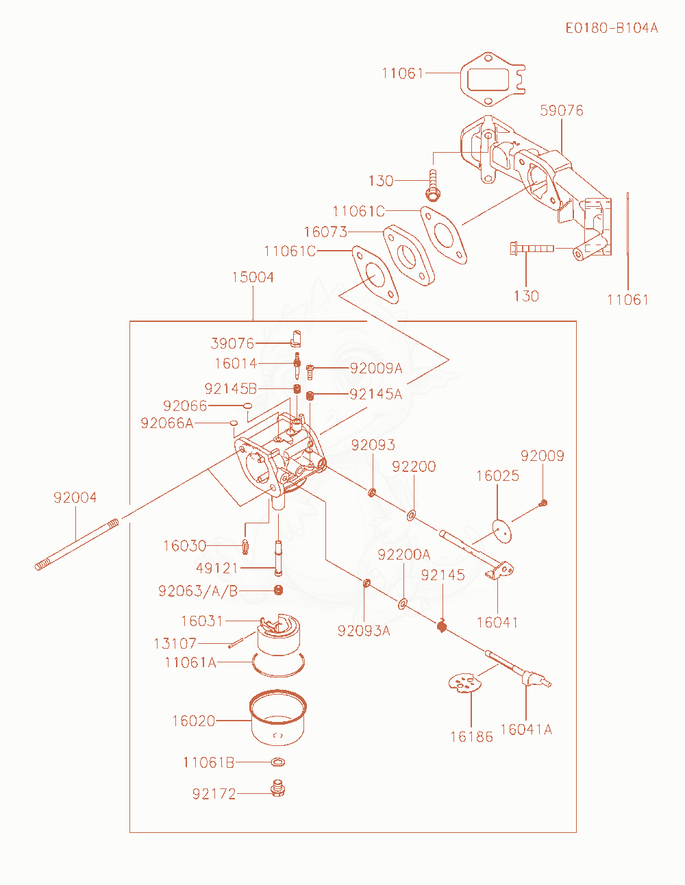 Exploded parts diagram of the Carburetor of a Kawasaki FS541V-FS21 engine, with numbered balloons