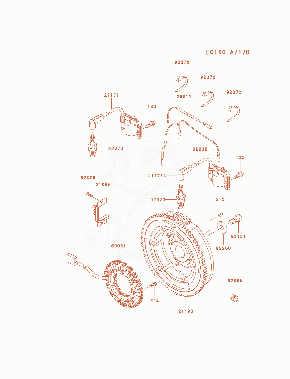 Exploded parts diagram of the Electric-Equipment of a Kawasaki FH680D-AS01 engine, with numbered balloons