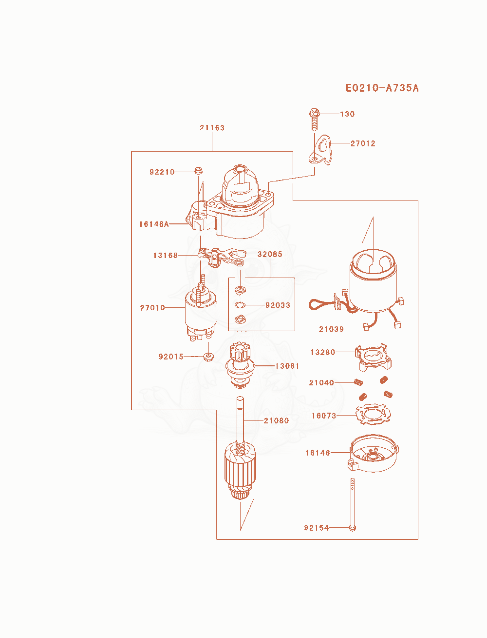 Exploded parts diagram of the Starter of a Kawasaki FX541V-ES00 engine, with numbered balloons