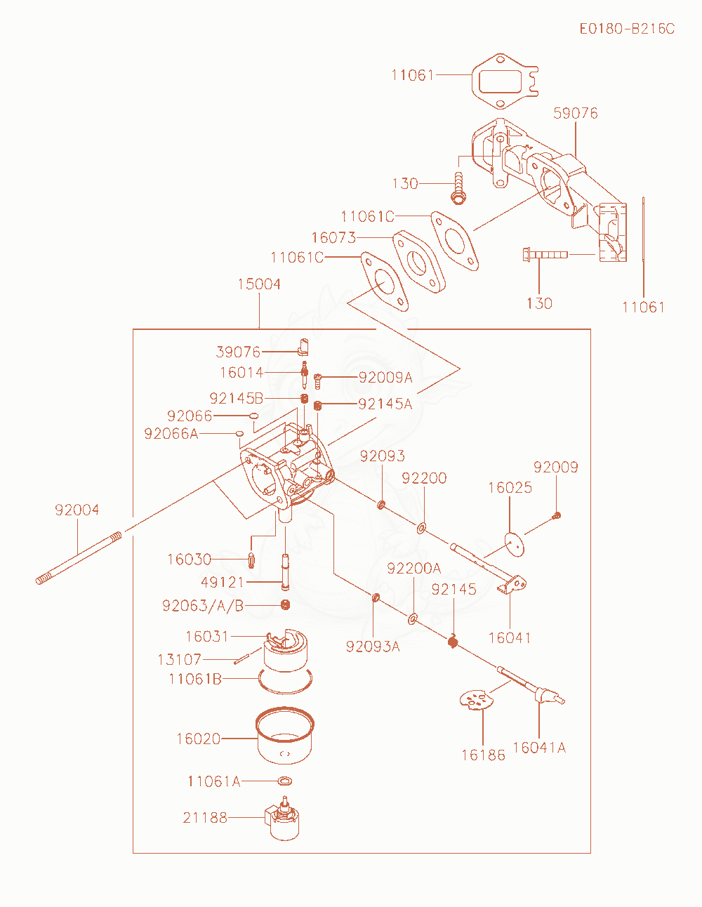 Exploded parts diagram of the Carburetor of a Kawasaki FS541V-JS08 engine, with numbered balloons
