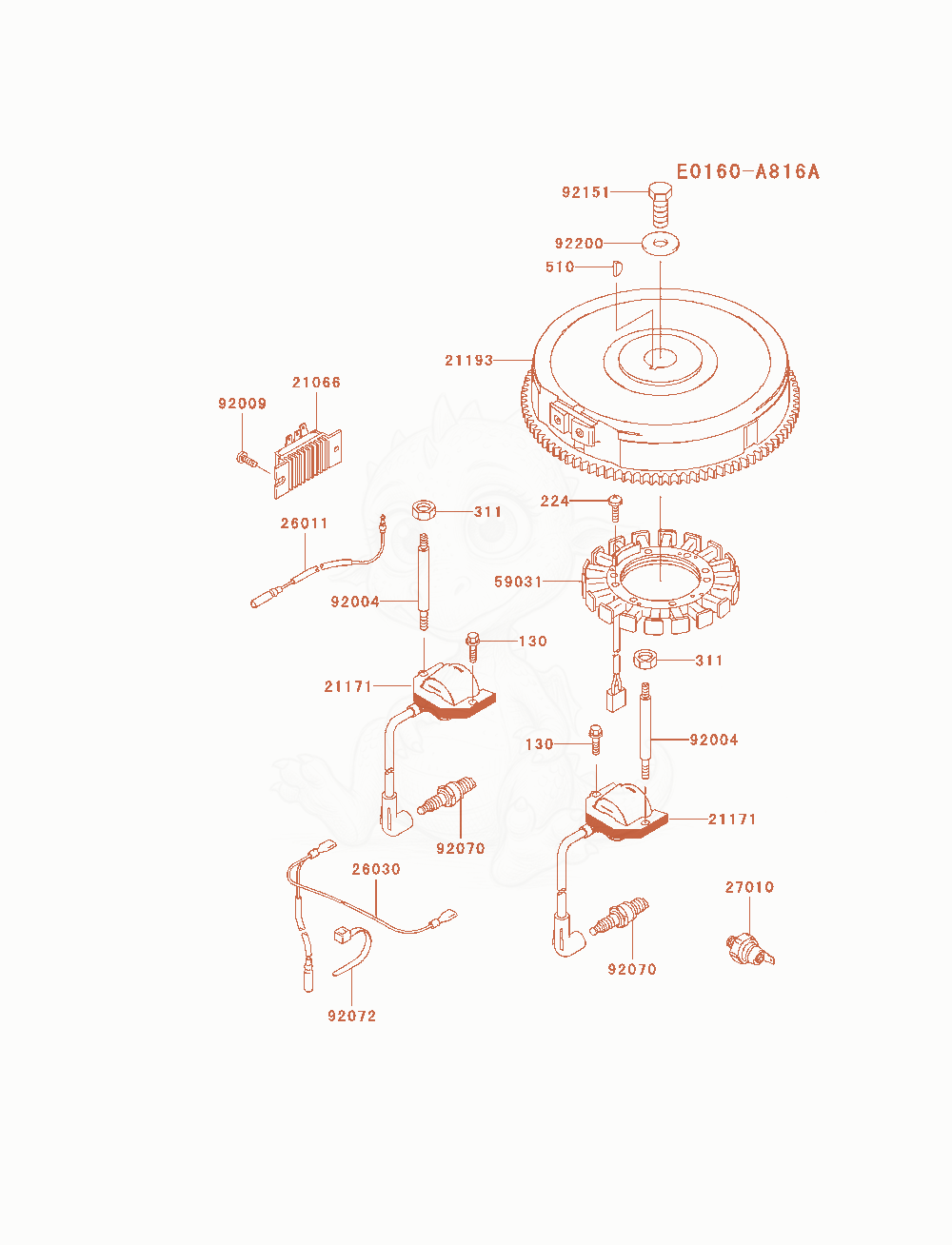 Exploded parts diagram of the Electric-Equipment of a Kawasaki FH680V-AS21 engine, with numbered balloons